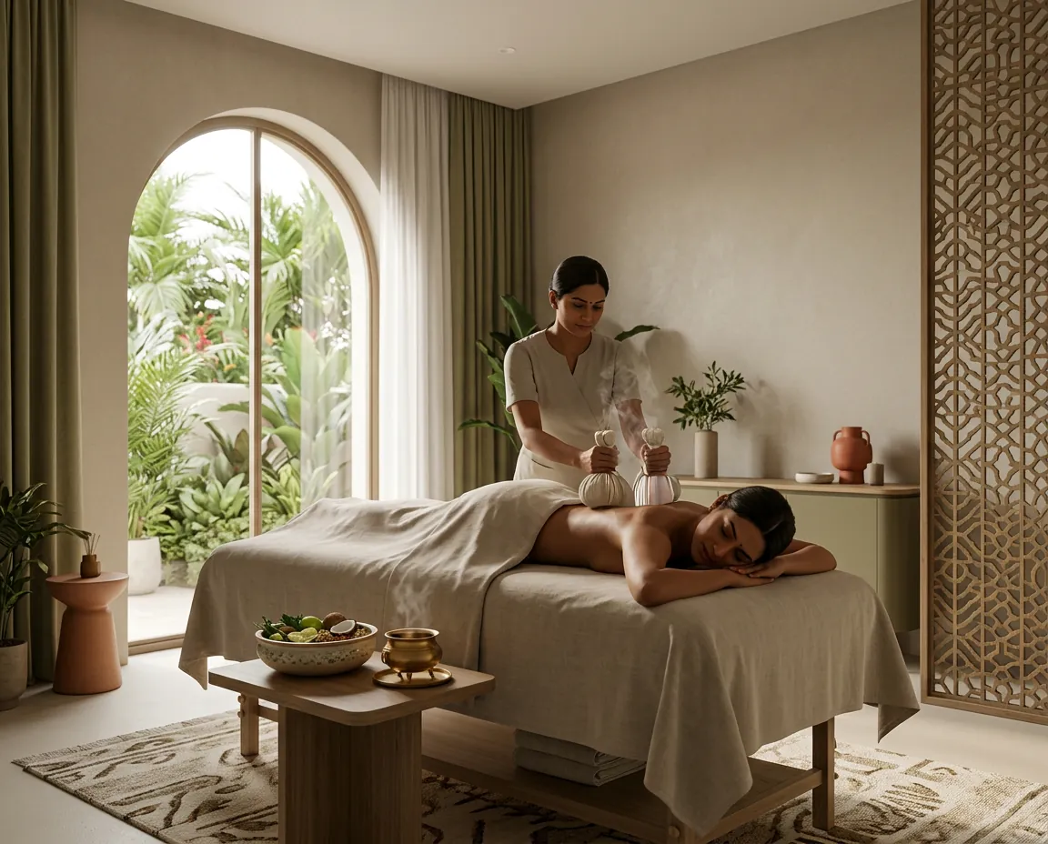 Kizhi , heated herbal bolus therapies from Kerala Ayurveda